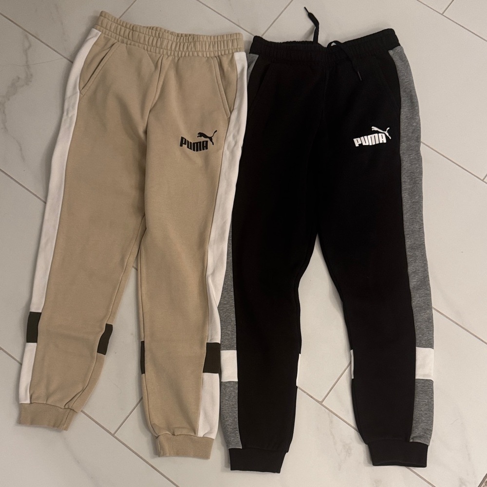 Puma Mens S Jogger Pants - Tan and Black